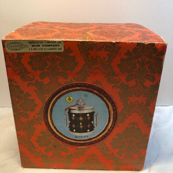 Vintage Tartan Ice Bucket with Lid,  Hong Kong Drum style With Original Box - Picture 4 of 16